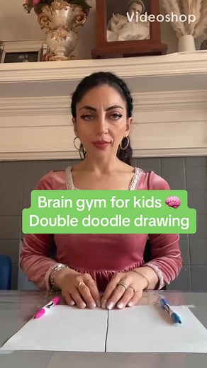 Have you ever tried the double doodle drawing art with your child? Its a great brain gym exercise. Try it yourself. Start with simple drawings (lines, shapes…) #brainactivity #preschoolteacher #circletime