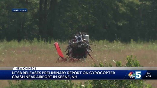 NTSB releases preliminary report on gyrocopter crash near Keene, New Hampshire