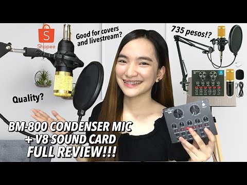 AFFORDABLE BM-800 CONDENSER MICROPHONE + V8 SOUND CARD REVIEW (Unboxing, Set-up & Audio Test!)