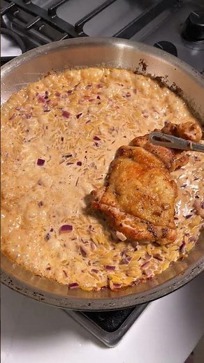 Creamy Cajun Chicken Orzo skillet #cooking #recipe