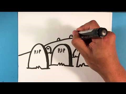 How to Draw a Graveyard - Halloween Drawings