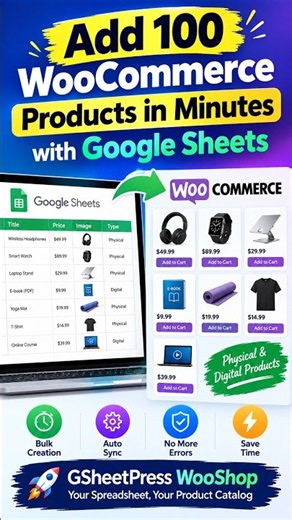 Add 100 WooCommerce Products in Minutes with Google Sheets | GSheetPress WooShop