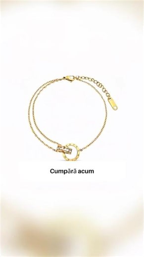 Brățară de gleznă Premium Alura din inox cu zirconiu cubic, rezistentă la apă, placată cu aur 18K