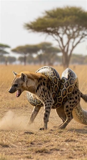 Python Constricts Hyena in a Brutal Split-Second Ambush P2😥😿