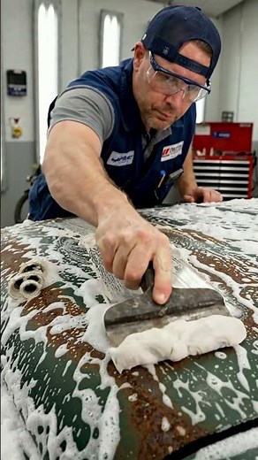 Satisfying Rust Removal: Acid Cleaner Dissolves Heavy Rust on Car Hood 🧪✨