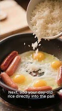 The Ultimate Crispy Hotdog Egg Rice Recipe! #cookingrecipes #foodrecipes #cooking #cookingtutorial