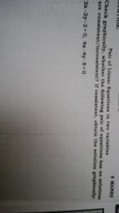 Check graphically, whether the following pair of equations has ... | Filo