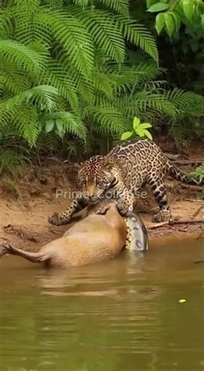 Jaguar Scares Anaconda and Claims Its Hunt | Jungle Wildlife Encounter