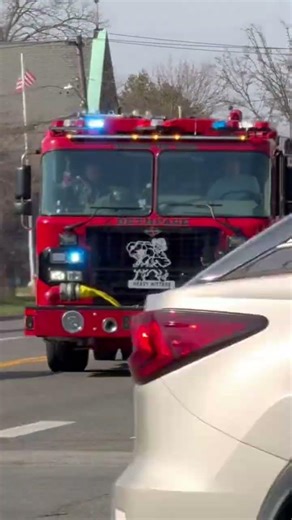 Bethpage Fire Department Engine 44 and Ladder 3 responding to a smoke investigation