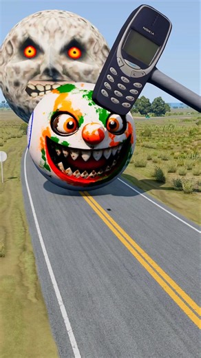 Big & Small Moon Cars vs Giant Nokia Hammer #5 - BeamNG.Drive