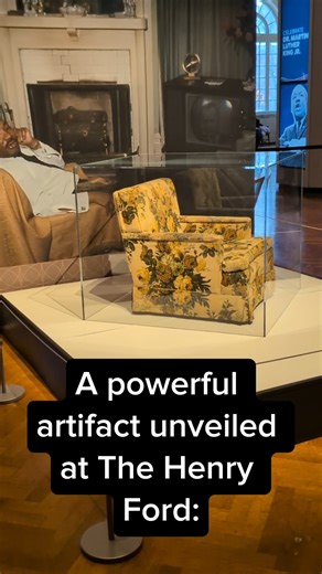 A powerful artifact unveiled at The Henry Ford: The floral living room chair from the Selma home of Dr. Sullivan and Richie Jean Sherrod Jackson. | WDIV Local 4 / ClickOnDetroit