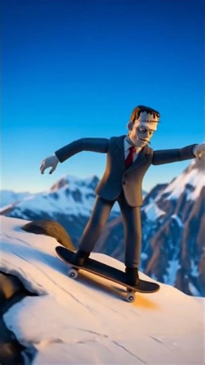⚡ Frankenstein Rides a Skateboard Down Mount Everest | Epic Claymation Adventure 🛹❄️