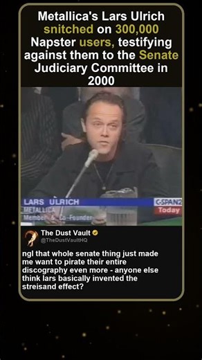 Lars Ulrich testified against 300,000 Napster users in Senate 2000