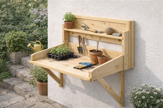 Foldable Potting Table Plans | Wall Mounted Garden Workbench | DIY Potting Bench PDF - Etsy