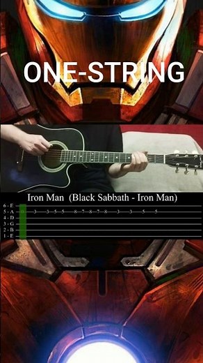 Black Sabbath - Iron Man Guitar Tab One-string #beginnerguitar