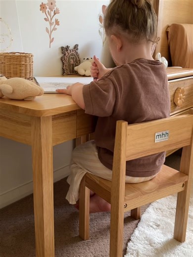Meet our My Monti Study Table Set, with a cute practical storage draw. #kidstable #playspace