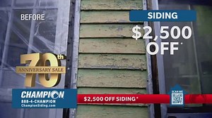 Champion Windows 70th Anniversary Sale TV Spot, 'Siding: $2,500 Off'
