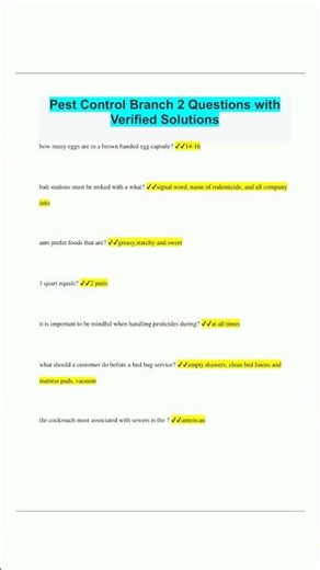 Pest Control Branch 2 Questions with Verified Solutions9