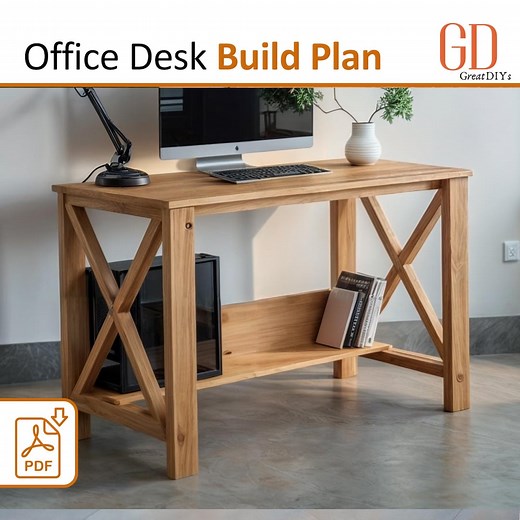 Home Office Desk DIY Build Plans: Woodworking Plans (PDF Download) - Etsy