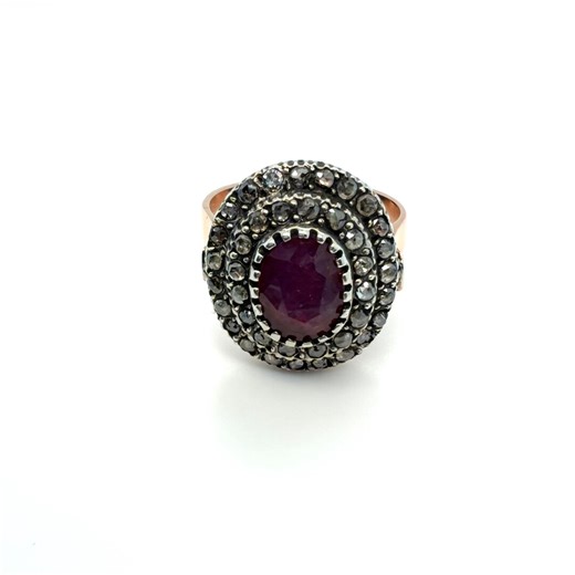 Vintage Amethyst & Diamond Ring 8K Rose Gold, Antique Double Halo Cluster Ring, Statement Jewelry - Etsy