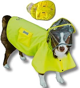 Dog Rain Jacket –Clear Hooded Dog Raincoats for Small Dogs | Yellow Rain Coat for Medium Dogs |Large Dog Raincoat | Raincoat for Dogs w/Reflective Trim| Dog rain Coat for Dogs