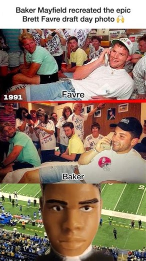 Baker Mayfield recreated the epic Brett Favre draft day photo 💪🏻😍👀
