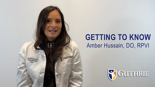 Get to know one of our #GuthrieGreats, Amber Hussain, DO, RPVI, from Vascular Surgery. Vascular diseases are all-encompassing, and Amber ensures that the treatment she provides to her life-long patients will improve their livelihood. Learn more about her at her profile 👉 https://bit.ly/3YdqsKX | The Guthrie Clinic