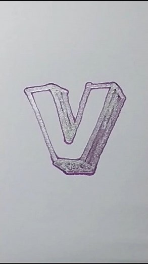 Satisfying Drawing 3D letter V simple art! #shorts #youtubeshorts #art
