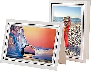 Photographer's Edge, Photo Insert Card, Bright White with Double Border, Set of 10 for 4x6 Photos - Raven Black & Granite