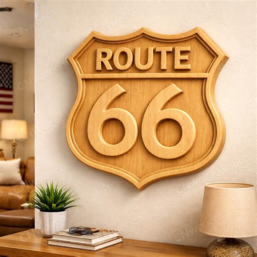 Route 66 Sign CNC STL File | Classic Highway Shield Wood Carving | CNC Router Bas Relief Wall Art | Vintage Garage Decor Digital Download - Etsy Australia