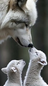 a wolf cuddling baby sheep #wildlife #animalsoftiktok #wolf #sheep #fyp #goats #viral_video #cuteanimals.mp4 | Nature talk