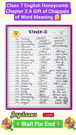 Class 7 English Honeycomb Chapter 3 A Gift of Chappals of Word meaning🤩 #shorts#ytshorts #jayclasses