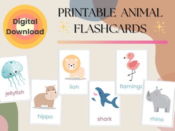 Animal Flashcards For Kids - 68 Printable Animal Cards - Preschool, Kindergarten