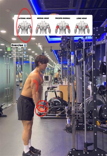 🔽누구나 할 수 있는 삼두운동(Triceps workout) 루틴 4가지🔽 🔸4 Triceps Exercises Anyone Can Do🔥 1. 로프 푸시다운 (Cable Rope Pushdown) - 로프를 아래로 벌리며 눌러 삼두 외측두(Lateral Head of Triceps)를 강하게 자극합니다. 팔 뒤 바깥 라인을 만들기 가장 쉽고 안정적인 기본 동작입니다. 2. 리버스 그립 푸시다운 (Reverse-Grip Pushdown) - 손바닥을 위로 향해 눌러 삼두 내측두(Medial Head of Triceps)를 집중 공략합니다. 삼두 안쪽 디테일과 마무리 선명도를 높이는 데 효과적입니다. 3. 라잉 트라이셉스 익스텐션 – 맨몸 (EZ-Bar Rack Lying Triceps Extension) - 거치대에 고정된 이지바 아래에서 몸을 눕혀 팔꿈치를 굽혔다 펴며 삼두 장두(Long Head of Triceps)를 맨몸 부하로 자극합니다. 4. 이지바 클로즈 그립 푸시