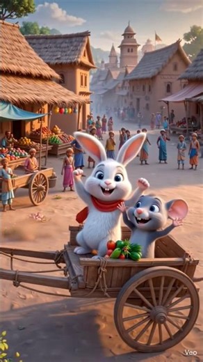 Rabbit & Mouse Ancient Village Adventure 🐰🐭! #Rabbit #Funny #CartoonVideo #AncientVillage #Shorts