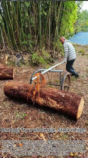DIY Wood Cart: Moves Heavy Logs Easy! 🪵🔧
