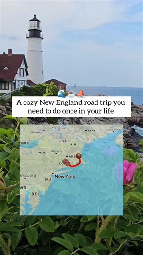 This New England road trip is pure magic ⛵☕🌊 Fly into Boson and do a loop around New England with these stops ⬇️ I recommend spending 1-2 days in each location and planning 2-3 weeks for this road trip 🫶 📍 Newport, Rhode Island 📍 Mystic, Connecticut 📍 Manchester, Vermont 📍 Woodstock, Vermont 📍 Stowe, Vermont 📍 Littleton, New Hampshire 📍Conway, New Hampshire 📍Bar Harbor, Maine 📍 Portland, Maine 📍 Kennebunkport, Maine 📍 Ogunquit, Maine 📍 Portsmouth, New Hampshire 📍Salem, Massachuset