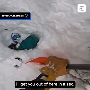 Incredible headcam footage shows the moment skier Francis Zuber spotted and rescued a snowboarder who was buried head down in deep powder 😲 The pair are both now carving down the mountain together ❤️ (via FrancisZuber/IG) | TNT Sports