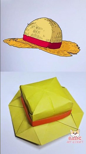 Luffy's Straw hat | How to make Straw Hat from One Piece | easy origami #shorts #papercraft