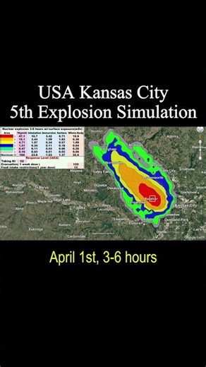 USA Kansas City 5th blast simulation, Zone hard to survive from radiation