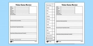 Video Game Review Templates Differentiated