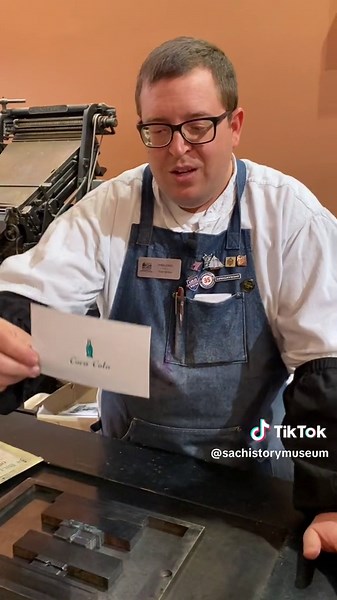 On March 29, 1886, the beverage Coca-Cola was first made by Dr. John Stith Pemberton. The first glass was sold 6 weeks later at Jacobs' Pharmacy in Atlanta, Georgia on May 8th. Unlike sarsaparillas in the era, Coca-Cola was not invented as a medicine. For today, Jared letterpress printed a small cut of a Coke bottle. This cut is from the Stockton High School Print Shop Collection and was made in the late 1950s-1960s. This collection contains a lot of old company logos. The text below in the prin