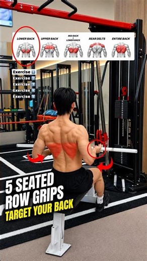🔸5 Seated Row Grip Variations Back Guide🔥#backday #backworkout #fitnessshorts #gymtips