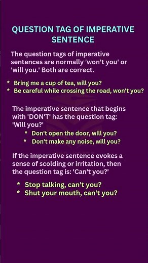 Question Tag of Imperative Sentence / Question tag / #questiontag