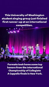 University of Washington a cappella group Furmata just brought home the first-runner up trophy from the International Championship of Collegiate A Cappella finals in NYC! (think Pitch Perfect...) The Husky harmonies are created by 17 student singers... but only one studies music — the rest represent majors from computer science to psychology. Together, they've been making some beautiful music together! Read more: https://www.washington.edu/boundless/uw-furmata-a-cappella/ | University of Washing