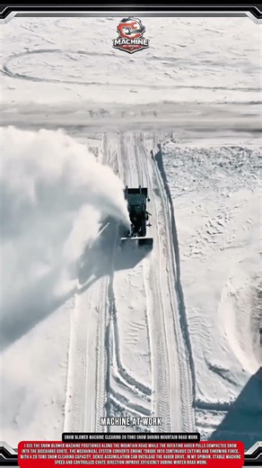 Snow Blower Machine Clearing 20 Tons Snow During Mountain Road Work