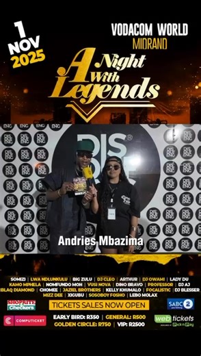 The Ultimate Showdown of Legends When LEGENDS call — the city listens! 🎤💥 One stage. One night. Infinite memories. A Night With Legends | 1 NOV 2025 | Vodacom World, Midrand Don’t hear about it… BE ABOUT IT! 🚀 #ANightWithLegends #LiveInMidrand #LegendsUnleashed #MzansiGreatness Follow TheLifestyleLeague Utube/Whatsapp/facebook -TheLifestyleLeague IG/Thread/Tik-Tok @life.styleleague X_@styleleague | The Lifestyle League