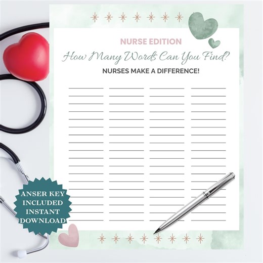Nurse Word Game Printable "nurses Make a Difference" Word Game, Nurses Week Game, RN Graduation Game, Medical Word Game, Nurse Appreciation - Etsy