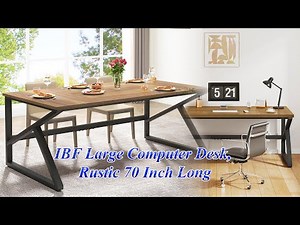 Must Watch- IBF Large Computer Desk, Rustic 70 Inch Long