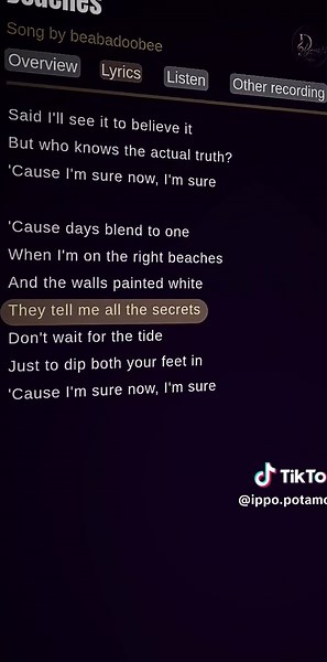 beaches #lyrics #beabadoobee #fyp #viral #music